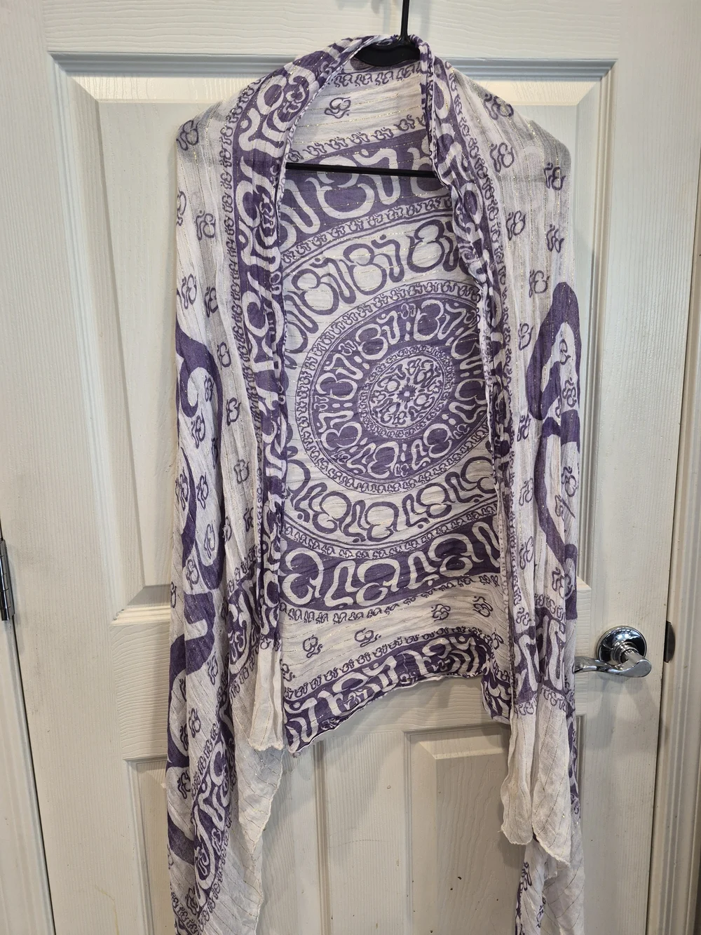 5/25 Boho Purple & White Printed Scarf